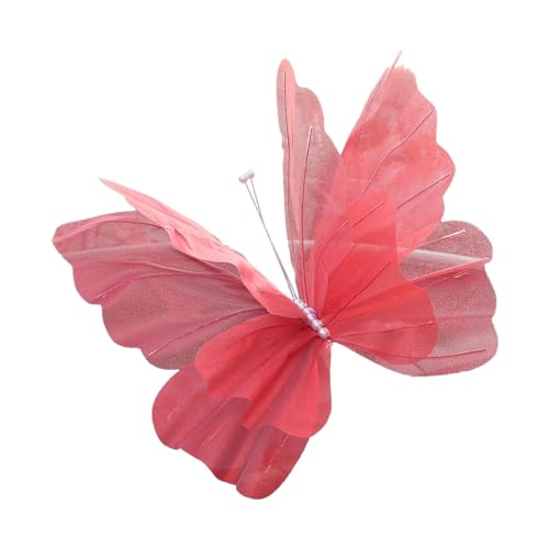 Papillon artificiel en gaze grand format décoration murale rouge