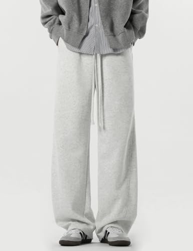 Men's Casual Wide-Leg Gray Sweatpants with Comfortable Loose Fit and Soft Fabric, Perfect for Streetwear4