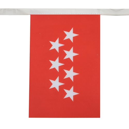 Image of AZ FLAG Community of Madrid 6 meters BUNTING Flag 20 flags 9'' x 6'' - Spanish region of Comunidad de Madrid STRING flags 15 x 21 cm