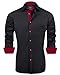 J.VER Mens Black Formal Dress Shirts Long Sleeve Business Shirts Slim Fit Work Wedding Regular Fit Silk Stretch Non Iron L