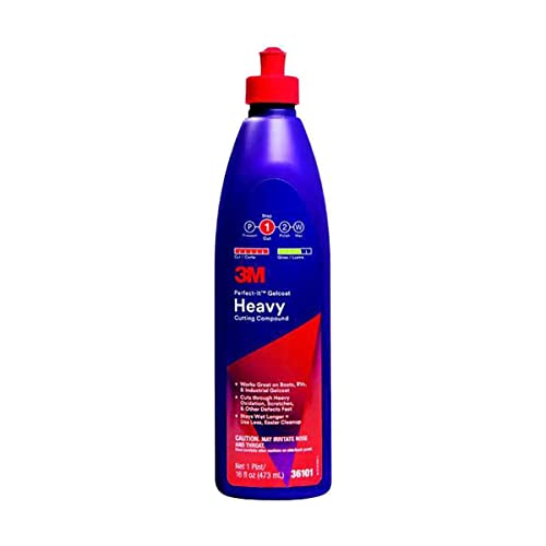 3M Perfect-It Gelcoat Heavy Cutting Compound, 36101, 1 Pint, Fiberglass Oxidation Remover for Boats and RVs , Red