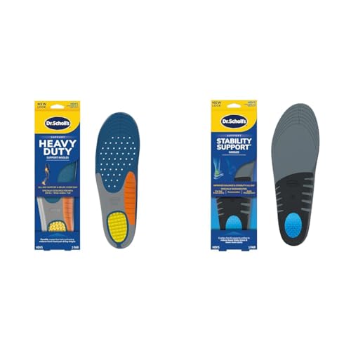 Dr. Scholl's Heavy Duty Support Insoles for Men Over 200lbs & Stability Support Insoles for Flat Feet & Overpronation, Men's Size 8-14