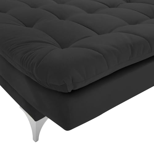 Image of Krancy Solid Wood 3 Seater Sofa Cum Bed with Ottomon | Convertible Wooden Couch for Living Room, Home & Office | Modern Designer Furniture | 1 Year Warranty | Black Color