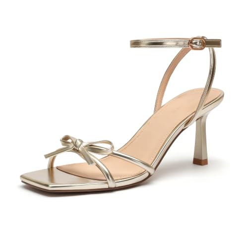Image of Womens Sandals Strappy Kitten Heels for Women Square Open Toe Strappy Heels Comfortable Heels for Party, Wedding and Daily Wearing,