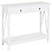 HOMCOM Mesa Auxiliar para la Entrada con 2 Cajones y 1 Estante Inferior para Gran Espacio de Almacenaje para Muebles de Recibidor Tipo Consola Clásica Vintage 106x36x85cm Blanco