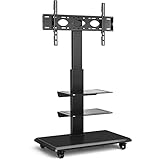 RFIVER Universal Mobile TV Wagen Trolley Ständer 32-70 Zoll auf Rollen Fernsehständer Rollbar Fernsehtisch mit Rollen Karren Schwenkbar Höhenverstellbar