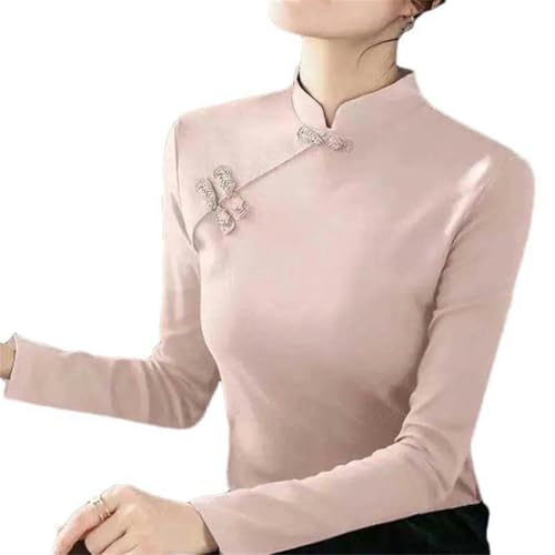 Col haut et hiver coton mélangé vêtement peluche style chinois à boucle couleur fixe durable