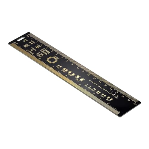 CRGANGZY 15cm 20cm 25cm PCB Ruler Measuring Tool Multifunctional R-4 Gold Plated PCB Ruler 180 Degrees Resistor Capacitor Chip IC SMD Diode Transistor (25cm) - Image 3