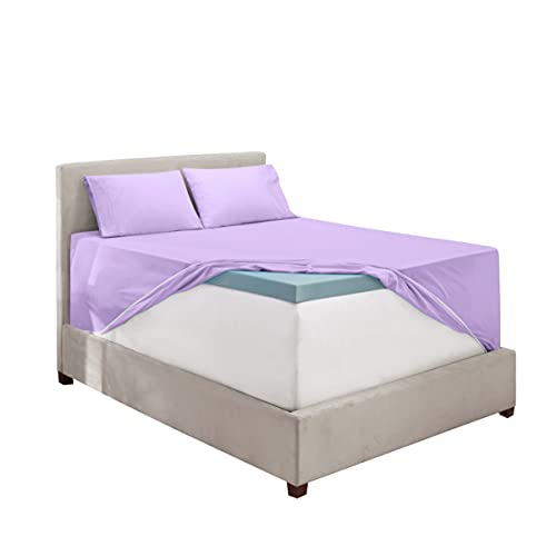 Image of Hearth & Harbor Extra Deep Pocket 5-Piece Bed Sheets Set - Super Deep Fitted Sheet 18 - 24 inces Depth, Fits High Profile Mattresses with Toppers, Split King, Lavender