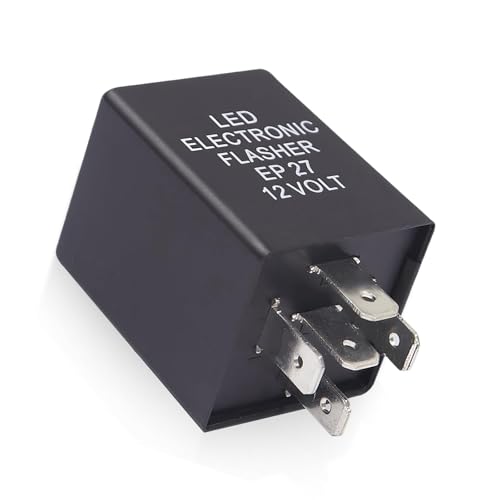 Shakas EP27 LED Flasher Relay 12V 5-pin Turn Signal Light Super Flashing Relay Plug and Play Waterproof Signal Light Failure Repair Accessory for Most Cars Trucks (Black)