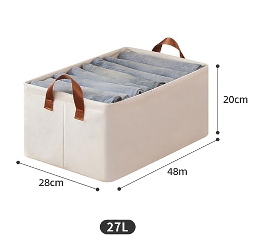 House of Quirk 1pcs Store Wardrobe Organizer For Clothes With Metal Fram Foldable Storage Box, Clothing Storage Boxes For Pants, Shirt, Sweaters, Jeans, Socks (Beige)