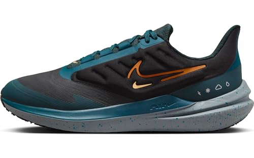 Nike Air Winflo Shield, Bajo Hombre, Black/Safety Orange-Geode Teal, 44 EU