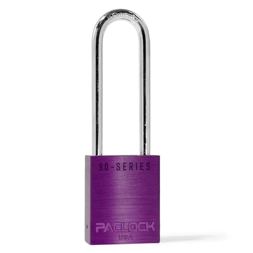 Image of PACLOCK's SR-90A Padlock, 3 inch Tall Hardened Steel Shackle, High Performance 6-Pin Cylinder, Keyed Differently w / 2 Keys, Purple