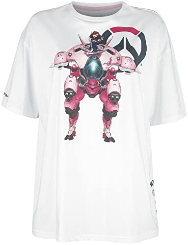 T-Shirt D.VA Overwatch Homme Blanc Coupe Ample Manches Courtes Matière Douce et Respirante