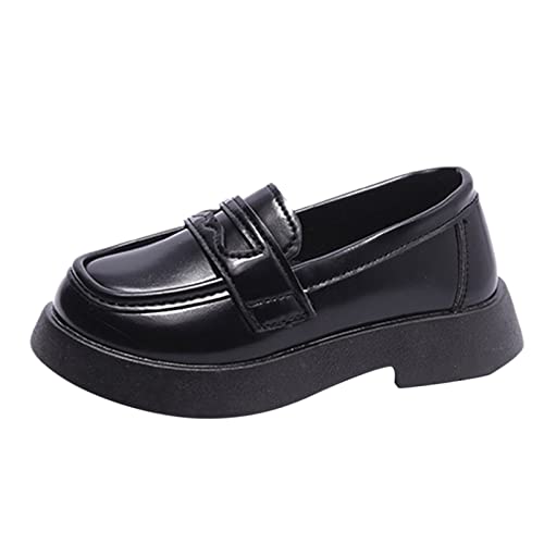 Fashion Spring Summer Children Casual Shoes Boys and Girls Leather Shoes Solid Color Soft Slip On Comfortable Link Boots (Black, 2.5-3 Years Toddler) - Main Image