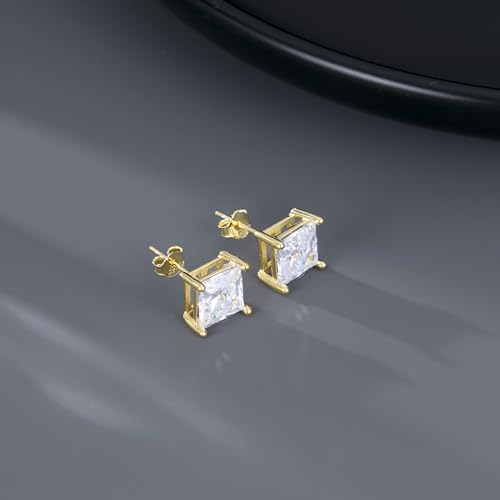 SLUYNZ 925 Sterling Silver Square CZ Stud Earrings for Women Teens Simulated Diamond Earrings Stud 5MM/6MM/7MM4
