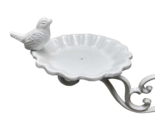Suporte Comedouro para Pássaros em Metal - Estilo Provençal Colonial Europeu Casa Jardim (Branco)