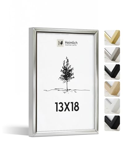Heimlich - Bilderrahmen - 13x18 cm Aluminium Silber - Mittlerer Bilderrahmen mit Folienabdeckung - Wandmontage oder Tischaufsteller