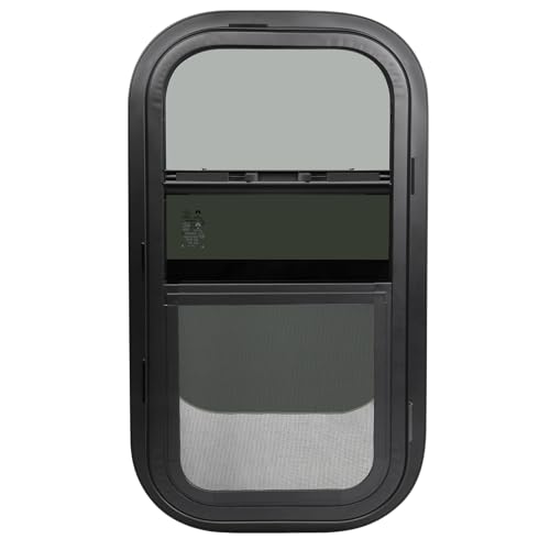Image of 14 inchW x 22 inchH RV Windows for Cargo Trailer Camper,Tinted Vertical Sliding | Cargo Utility Trailer Window Replacement w /Screen&Trim Ring,Fit 15 /16 inch or 1-3 /8 inch Thick Wall,Allow Error 1 /16,DOT Approved