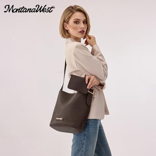 Image of Montana West Medium Hobo Bags for Women with Coin Purse, Soft PU Leather Bucket Shoulder Ladies Handbag with Adjustable Strap