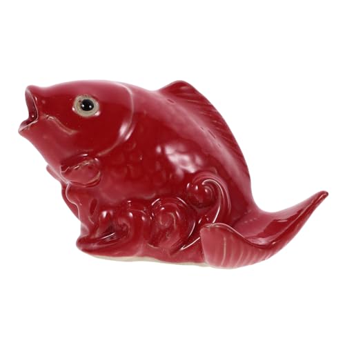 Cabilock Ugello Spruzzatore Fontana Decorativo in Ceramica a Forma Di Pesce Koi Per Giardino, Statua Ornamentale Compatta Resistente, Accessorio Per Laghetto e Decorazioni Esterne