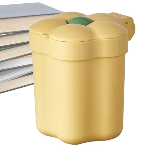 Pattumiera per piano di lavoro, pattumiera da tavolo con coperchio – Cestino per la spazzatura con fiori – cestino per la spazzatura da scrivania, cestino da bagno sul piano di lavoro con