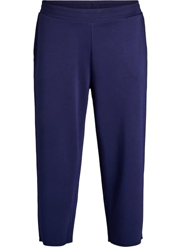 Zizzi Pantalon, pour femme, grandes tailles, sweat Modal avec poches, tailles 42-60, Bleu nuit, 48-50 grande taille