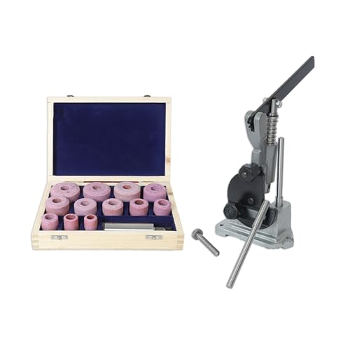 Rahish Tools 12 Pcs Valve Seat Grinding Stones Set with Stone Dresser Stand - Sioux Style Thread Aluminum Oxide Kit for Valve Seat Refacing - 80 Grit, 45° Angle for Automotive Use - 11/16 inches