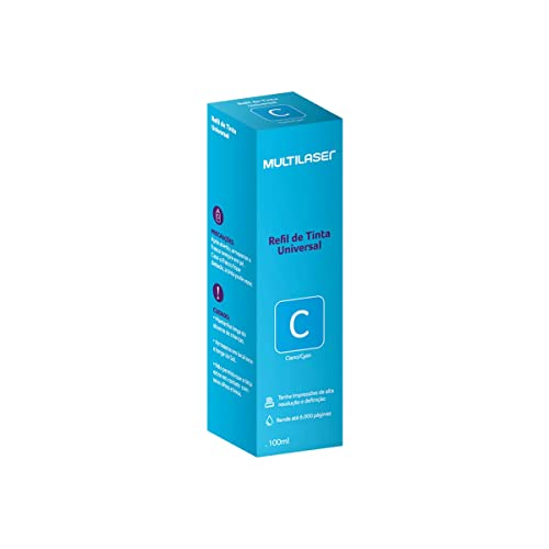 Refil de Tinta Universal Compatível com Epson, HP e Canon, Multilaser, 100ml Ciano - RF018