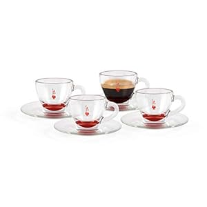 Bialetti DCRAST0009 Set of 4 Red Glass Mugs, Red