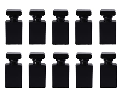 30ML Glass Perfume Bottles Empty Spray Perfume Bottles Square Refillable Portable Empty Refillable Perfume Atomizer Vials Reusable Cosmetic Containers for Perfume Essential Oils Liquids,10 Pack (Black)