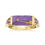 Ross-Simons Purple Turquoise and .10 ct. t.w. Amethyst Ring in 18kt Gold Over Sterling. Size 7