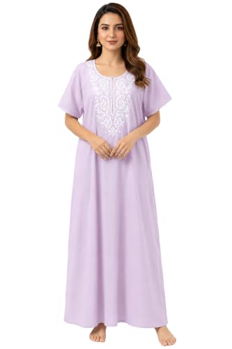 Image of Nighty| Nighty for Women Stylish| Night Gown for Women Stylish| Elegant Embroidery Detailing| Lightweight & Breathable PV Crush Fabric|