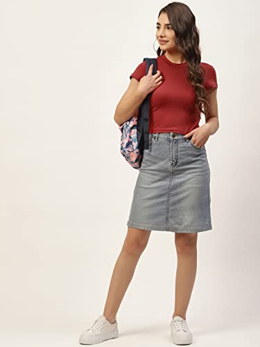 Image of Women Solid Super Soft streachable Cotton Lycra Blended Crop Top (XL, RED)