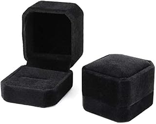 Rolin Roly 2Pcs Velvet Jewelry Boxes Small Jewelry Box Bracelet Gift Box Jewelry Organizer Case Black Necklace Storage Box for Wedding Anniversary