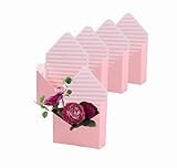 Rikyo 5 Counts Flowers Box Florist Bouquet Packaging Gift Box,Waterproof Envelop Paper Boxes,Hand Bouquet Box,Hand Folding Bouquet Flower Box for Wedding Birthday Decoration Ornament (Pink)