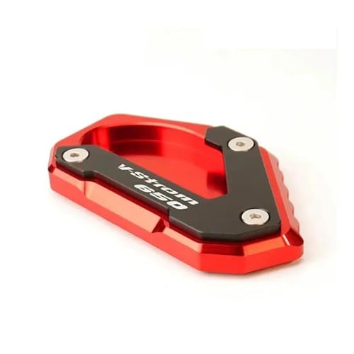 Rehausse béquille Vstrom 650 en aluminium CNC rouge avec plaque de surélévation stable
