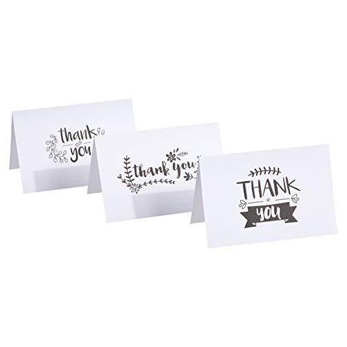 Image of Amazon Basics Thank You Cards and Envelopes, Black and White, 4 inch x 6 inch, 48 Count (Pack of 10)