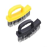 Steel Wire Brush Set, 2-Pack Industrial Rust Removal & Polishing Brush for Metal, Kitchen Tools, and Hard-to-Reach Areas – 6.5 x 3 inch, Ergonomic Plastic Handle