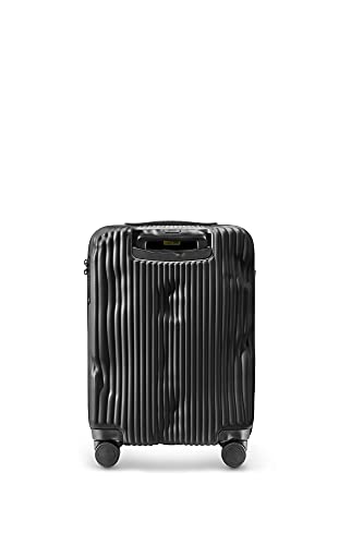 CRASH BAGGAGE Icon Stripe - 22 Inch Rolling Carry On Suitcase with 4 Spinner Wheels, Hardside Polycarbonate Travel Luggage, Lightweight, Interior Pockets, Airline Approved Lock, 36L - Black4