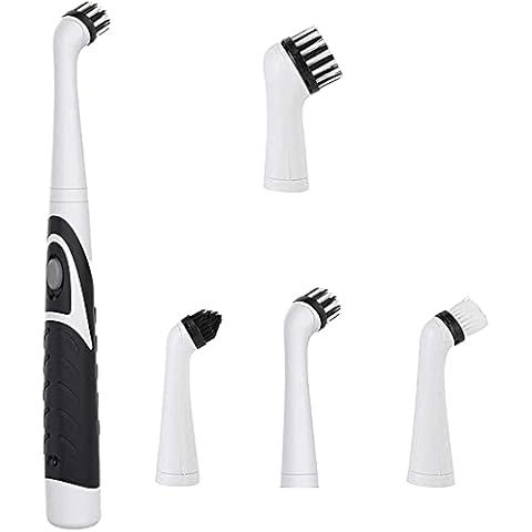 WDEC Household Cleaning Brush, Electric Cleaning Brush Oscillating Cleaning Tool, Power Sonic Cleaning Scrubber Cordless with 4 Heads, for Bathroom Household Tub Tile Floor Wall Kitchen (Black) Cover