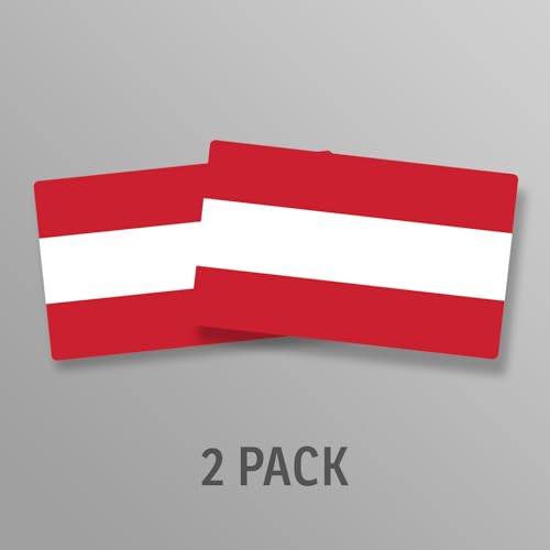 Image of World Country Flag Decal Stickers - Two Pack - for Cars Windows Bumpers Laptops Tablets Tumblers Cups Walls (Austria)