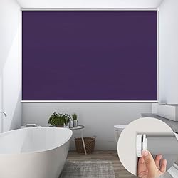 Persianas Oscuridad Total Estor Enrollable Día y Noche 45 x 60 cm, Privacidad Oscuridad Total, Persiana Enrollbale para Ventana, Instalación Fácil con Cadena para Baño Oficina Dormitorio Salón, Morado