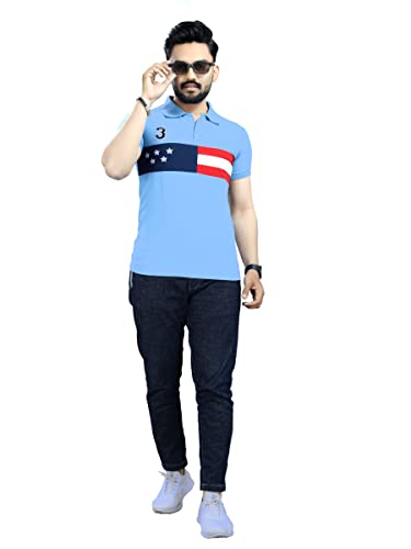 Image of Men's Cotton Embroidred Stretchable Polo T-Shirts Half Sleeves 250 GSM Cotton Regular Fit T-Shirt for Everyday Wear