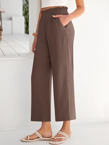 Image of ANRABESS Womens Wide Leg Palazzo Pants Summer Beach High Waisted Cropped Flowy Pants 2026 Dressy Casual Trousers with Pockets