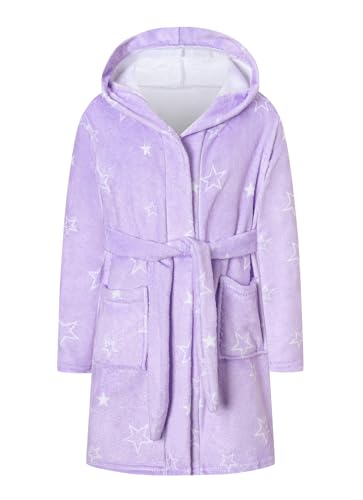 Image of Umeyda Girls Fleece Hooded Robes, Warm Printed Bath Robe for Kids Soft Fuzzy Bathrobe for Gifts