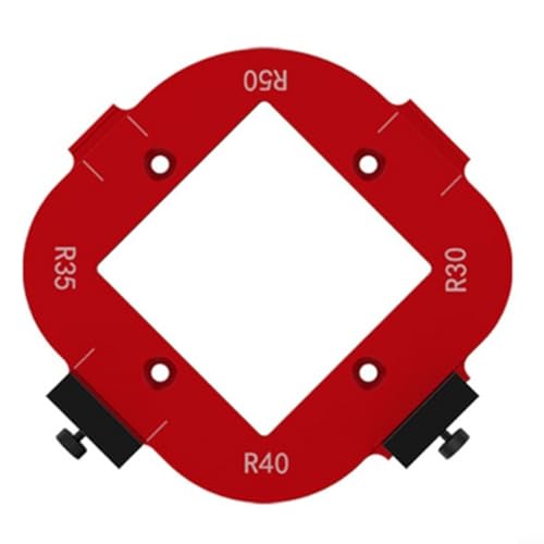 Image of Opatiny 4-in-1 Fillet Radius Jig, Aluminum Alloy Router Template R10-R50 For Woodworking Corner Cutting, Red Black Precision Measuring Tool(B)