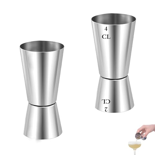 2 Pièces Doseur Cocktail Double Cocktail Jigger en Acier Inoxydable 20/40ML Doseur à alcool double Pour bar, fête, vin, cocktail(Argent)
