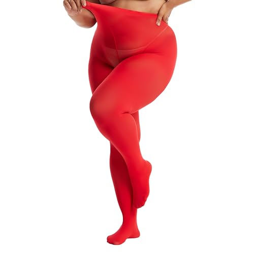 Image of Frola Plus Size Tights for Women Semi Opaque Control Top High Waist Stockings 60 Denier Women's Pantyhose 2X 3X 4X 5X