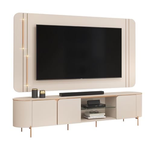 Rack Bancada com Painel Led Para TV Até 75 Polegadas Lívia Off White